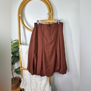 Anthropologie Maeve Maroon Balloon Skirt sz M